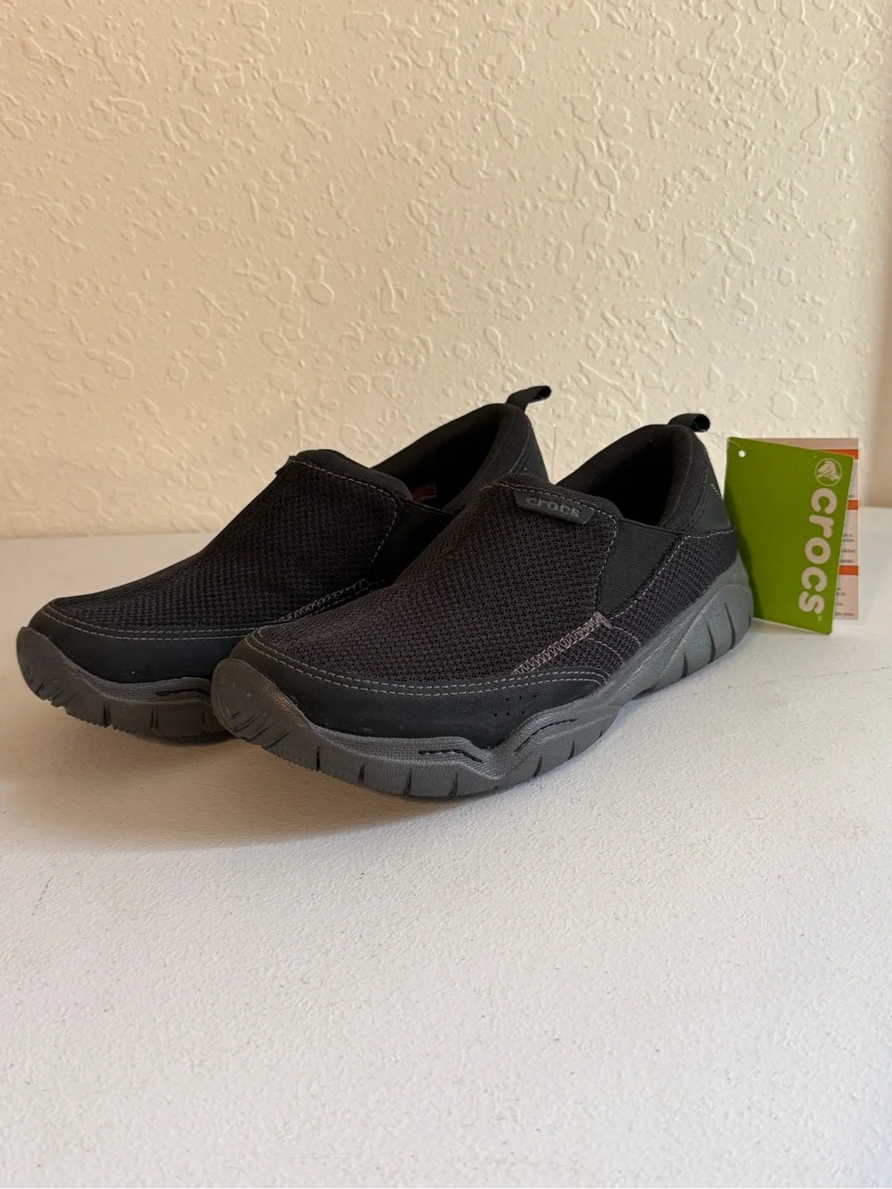 Crocs Men’s Swiftwater Mesh Moc Shoes Black Casual Slip On Loafer Size 9 M